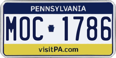 PA license plate MOC1786