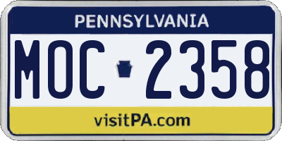 PA license plate MOC2358