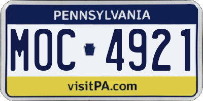 PA license plate MOC4921