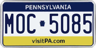 PA license plate MOC5085