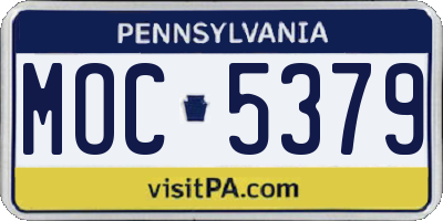 PA license plate MOC5379