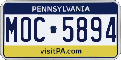 PA license plate MOC5894