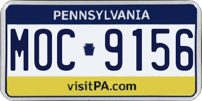 PA license plate MOC9156