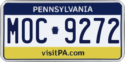PA license plate MOC9272