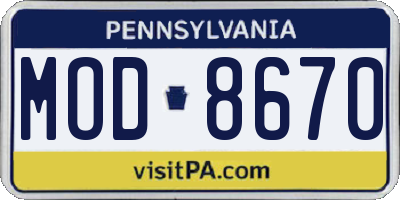 PA license plate MOD8670