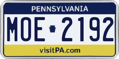 PA license plate MOE2192