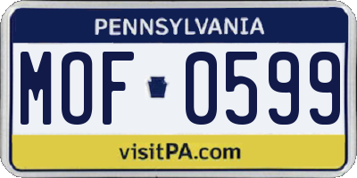 PA license plate MOF0599