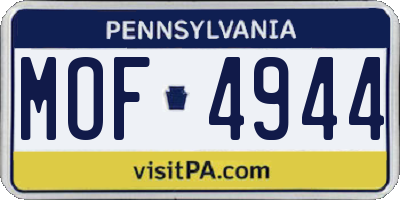 PA license plate MOF4944