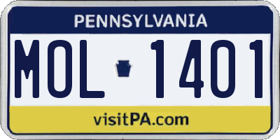 PA license plate MOL1401