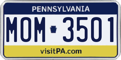 PA license plate MOM3501