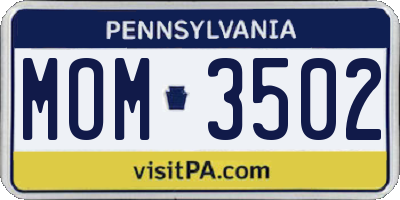 PA license plate MOM3502