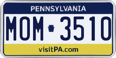 PA license plate MOM3510