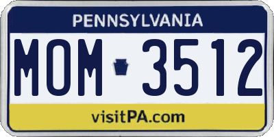 PA license plate MOM3512