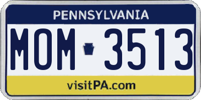 PA license plate MOM3513