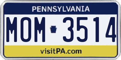 PA license plate MOM3514