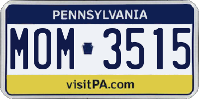 PA license plate MOM3515