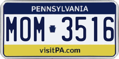 PA license plate MOM3516