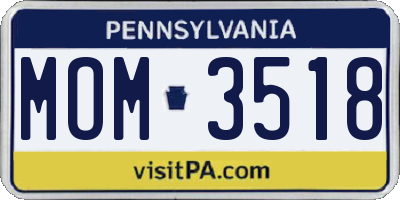 PA license plate MOM3518