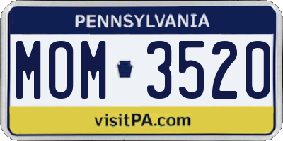 PA license plate MOM3520