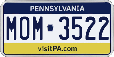 PA license plate MOM3522