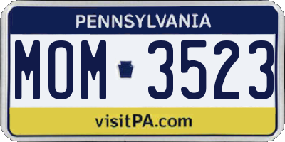 PA license plate MOM3523