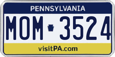 PA license plate MOM3524