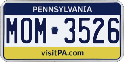 PA license plate MOM3526