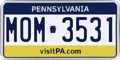 PA license plate MOM3531