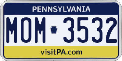 PA license plate MOM3532