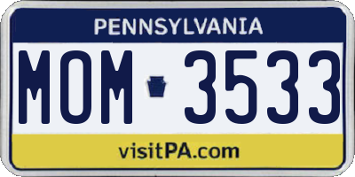 PA license plate MOM3533