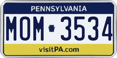 PA license plate MOM3534