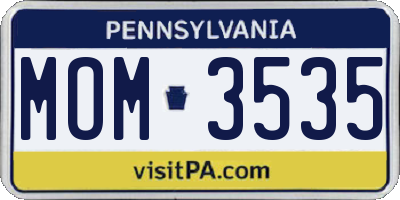 PA license plate MOM3535