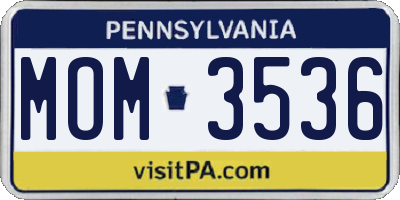 PA license plate MOM3536