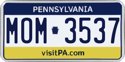 PA license plate MOM3537