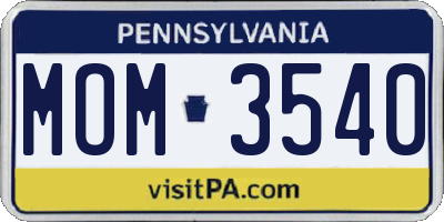 PA license plate MOM3540