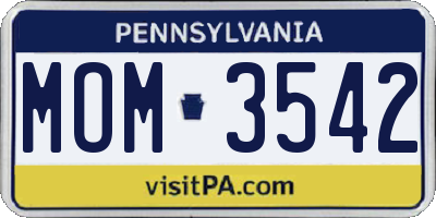 PA license plate MOM3542