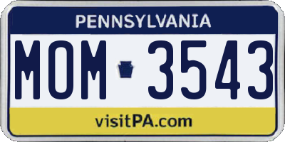 PA license plate MOM3543