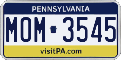 PA license plate MOM3545