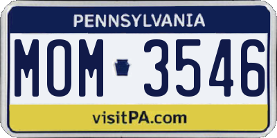 PA license plate MOM3546