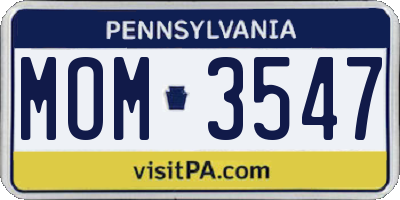 PA license plate MOM3547