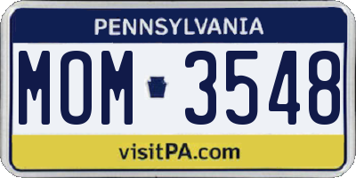 PA license plate MOM3548