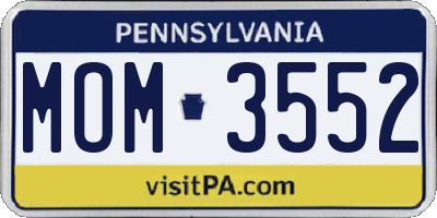 PA license plate MOM3552