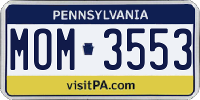 PA license plate MOM3553