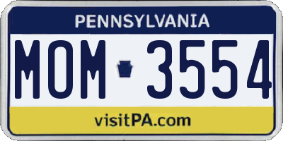 PA license plate MOM3554