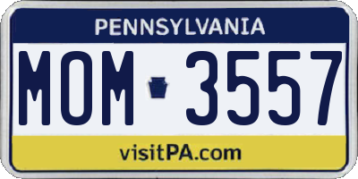 PA license plate MOM3557