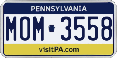 PA license plate MOM3558