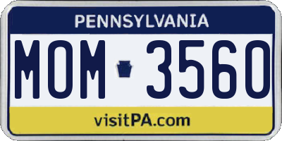PA license plate MOM3560