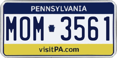 PA license plate MOM3561