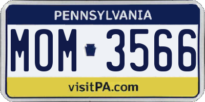 PA license plate MOM3566