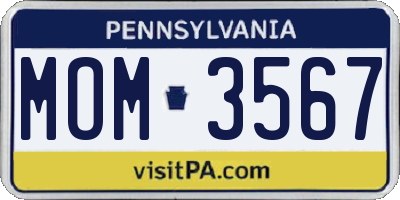PA license plate MOM3567